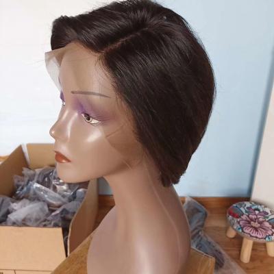 China Super Short Wave HD 13*4 Short Bob Straight Hair Lace Front Human Hair Virgin Wigs On Business, 130%/150%/180% Density for sale