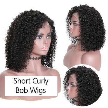 China Super Wave 13*4 Short Bob Curly Hair Lace Front Wigs On Business, 130%/150%/180% Density for sale