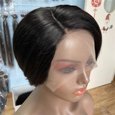 China Pixie Cut Wigs Straight Bob Hair Wig T Piece Short Straight Lace Front Wigs For Black Women for sale