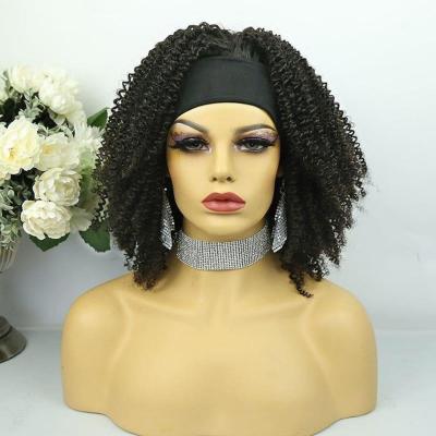 China Wholesale Seller Jerry Curl Brazilian Virgin Glueless Headband Wig None Lace Front Human Hair Wigs Machine Made Wigs For Color Women 150De for sale