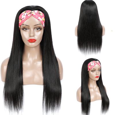 China Wholesale Cheap Wig Silky Straight Natural Silky Straight Virgin Human Hair Wig Headband For Blackwomen No Lace Machine Made With 150%Density for sale