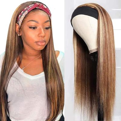 China Cheap Piano Silky Straight Ombre Wig Headband Wholesale Wave Hair Virgin Straight Hair Wig For Black Women None Lace Up Machine Made Wig 150%Densityy for sale