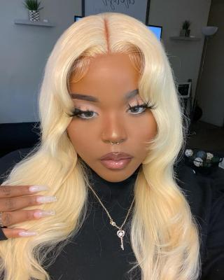 China Body Wave 613 Blonde Body Wave Lace Front Wig Human Hair 13x6 Body Wave Lace Front Wigs 150% Density Pre Plucked With Baby Hair for sale