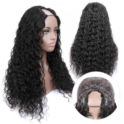 China Factory Price Wholesale Water Wave Glueless Remy Human Hair Wigs 180%Density Non Sew In Color U Part Natural Hair Wigs For Black Women for sale