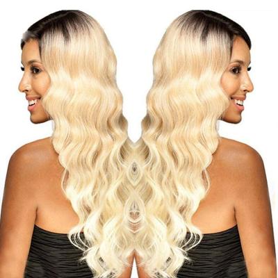 China Remy Hiar Blonde Color 2 Tone Dark Roots 613 Honey Blonde Wavy Weave 1B613 Brazilian Ombre Body Wave Hair Bundle Wholesale Body Wave Hair for sale