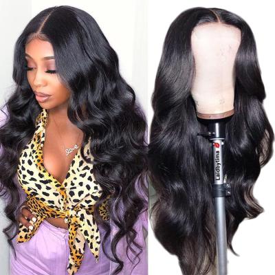 China Water Wave Lace Front Human Hair Wigs Light Black Color 180% Density Brazilian Hair Pre Plucked Natural Hair Wigs With Baby Hairne for sale