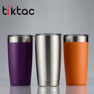 China Sustainable 20oz Custom Printing Powder Coated Double Wall 18/8 Stainless Steel Tumbler Cups for sale