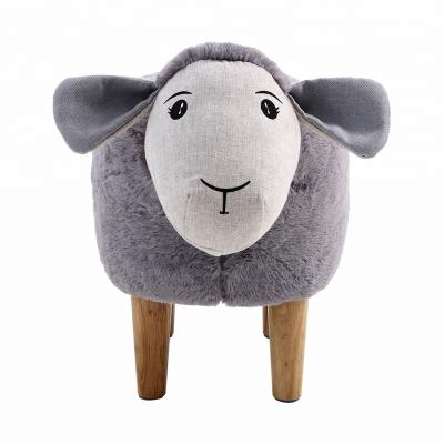 China Modern Home Wooden Kids Storage Decor White Sheep Animal Stool Velvet Stool Animal Stools Garden Stools for sale