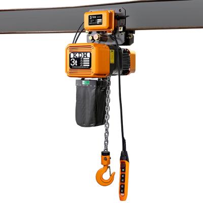 China Construction Hoist KDH 3 Ton 3.6KW Double Speed ​​High Quality Traveling Type 3 Electric Chain Hoist With Trolley for sale