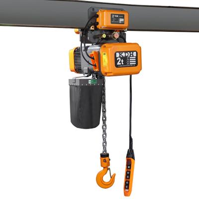 China Construction Hoist KDH 2 Ton 3KW Double Speed ​​High Quality Traveling Type 2 Electric Chain Hoist With Trolley for sale