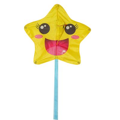 China Polyester Yellow smiley face pattern Starfish Pentagram kite for wholesale, kites for adults easy to fly OEM Customized Logo Colour for sale