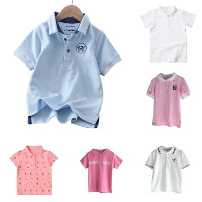 China Wholesale Custom Cotton Knitted Baby Boys Clothing Toddler Kids Summer T-Shirts Anti-Shrink Sleeve Color Block Short Kids Polo Shirts for sale