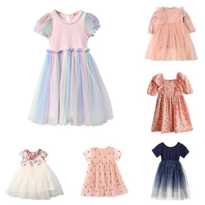 China Kids Summer Embroidery Fabric Elegant Dress Girls Princess Dress Girls Dresses Embroidered Flower Anti-wrinkle Waist Quality Girls for sale