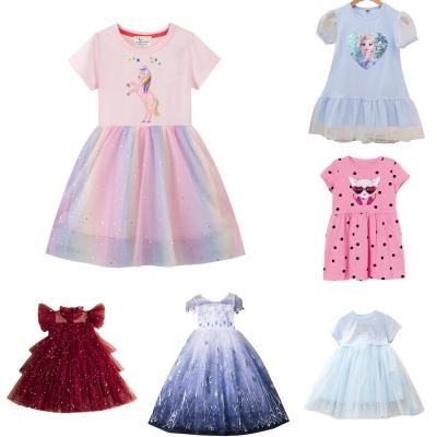 China Wholesale New Children Floral Short Sleeve Girls Summer Anti-wrinkle Foreign Trade Cute Children Dress Girl for sale