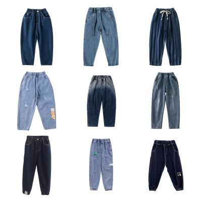 China Color Fade Proof Kids Fashion Child Denim Long Pants Teens Jeans For Baby Boys Girls Elastic Waist Trousers for sale