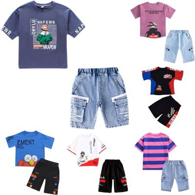 China Summer Anti-Shrink Cotton Solid Kids Clothes Short Sleeve Button Boys Clothing Pure Color Shorts Baby Boy Dressing Sets for sale