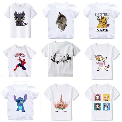 China Anti Shrink Kids Short Sleeve T-shirt Custom Logo Printing 100% Cotton Plain White Kids Baby Boy T-shirts for sale