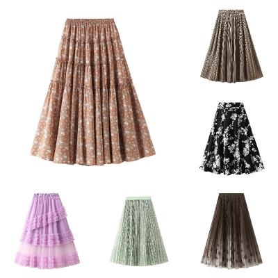 China Anti-Static New Hot Summer Women's Skirts Wave Point Pleated Skirt Half-body Skirt For Women for sale