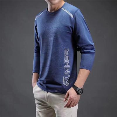 China Fashion Breathable Straight Casual Men's Collarless Pullover Autumn Long Sleeve T-Shirt for sale