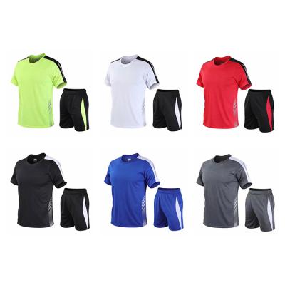 China Breathable Gym Wear Running Wear Custom Logo Quick Dry Mens Running Short Sleeves Set for sale