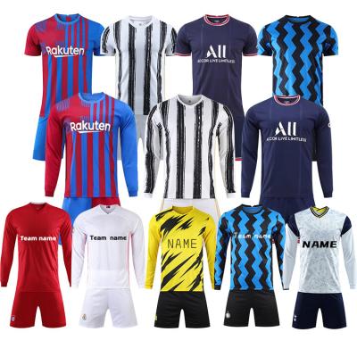 China Breathable 2021 Soccer Wear Retro Jersey Football Team Shirt Set Long Sleeve Customized Jersey Football for sale