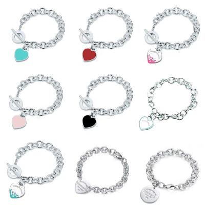 China Romantic High quality heart-shaped bracelet for women Classic OT clasp Pendant Bracelet Fashion high-end jewelry wholesale for sale