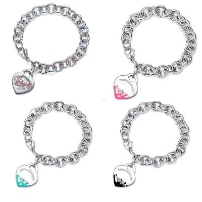 China Romantic High quality enamel heart-shaped bracelet Women's classic pendant bracelet Fashion high-end jewelry wholesale for sale