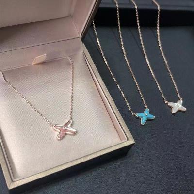 China Trendy High quality fashion cross fritillaria necklace plated with 18K gold X shell pendant women's jewelry wholesale for sale