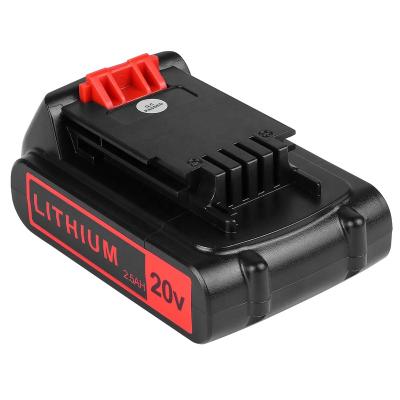 China Power Tools 20V 2.5Ah Lithium Ion Rechargeable Cordless Power Tool Drill Battery Pack For Black Decker LB20 LBX20 LBXR20 for sale