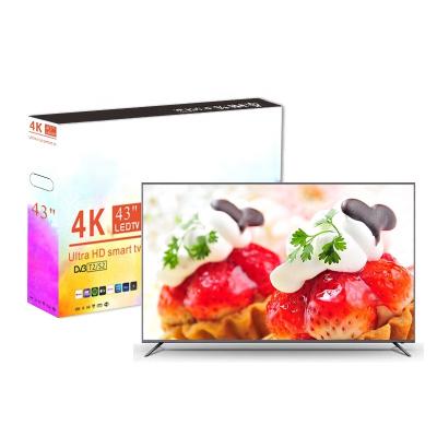 China Living Room Hotel TV 43inch Flat Screen 4K Ultra HD Frameless LED TV 43 Inch Smart TV for sale