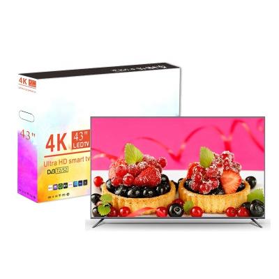 China Cheap Frameless Fullscreen Android TV Smart TV 4K 43 Inch Hotel TV 43inch Living Room TV for sale