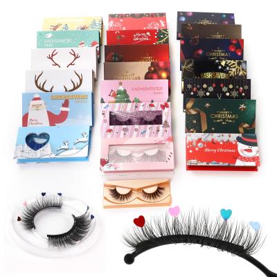 China Durable Christmas One Dollar Pack Lashes DIY Sequin Glitter Vegan 3d Faux Mink Strip Eyelashes for sale