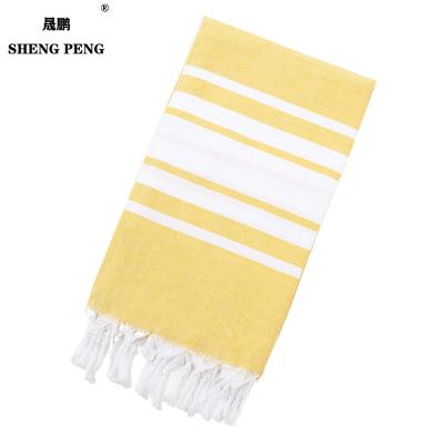 China Hypoallergenic Turkish Peshtemal Weave Covering For Bath Sand Fouta Stripe Cotton Free Horizontal Beach Towel for sale