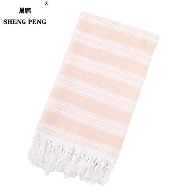 China 100% Custom Turkish Peshtemal Stripe Hammam Towel Hypoallergenic Cotton Proof Sand Beach Towel Soft Custom Turkish for sale