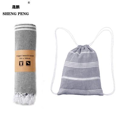 China Popular Custom Hot Sale Hypoallergenic Comfortable Quick Dry Cotton Turkish Amazon Turkish Beach Towels Bag for sale