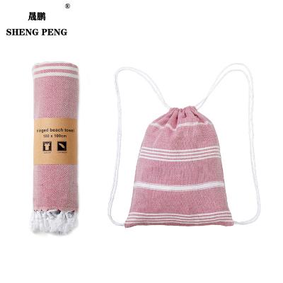 China Wholesale Custom Luxury 100% Hypoallergenic Cotton Soft Selling Soft Personalized Turkish Beach Towel Bag for sale