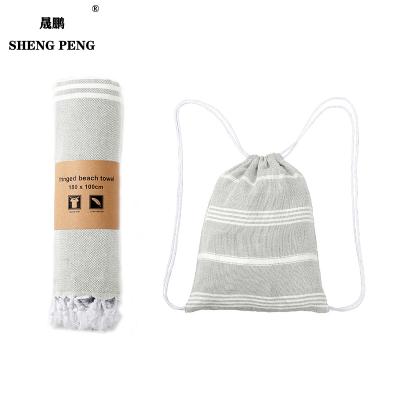 China Wholesale Custom Luxury 100% Hypoallergenic Cotton Rectangular Soft Selling Soft Personalized Turkish Beach Towel Bag for sale