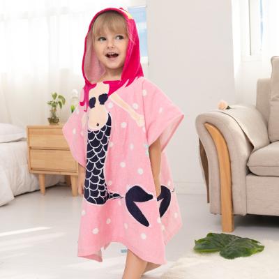 China 100% Cotton Cartoon Kids Turkish Towel Hooded Beach Pool Poncho Hypoallergenic For Kids All Sizes Bath Towel for sale