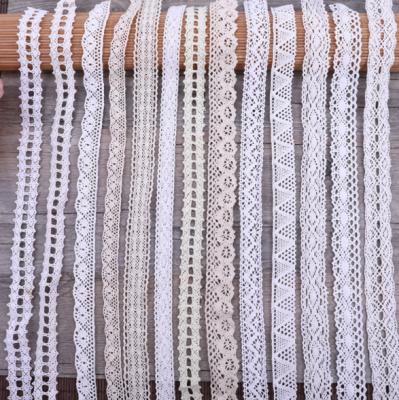 China Sustainable Cotton Lace Material Cotton Roll Square Collar Back Hollow Up Flower Lace Ribbon 25mm Bridal Lace for sale