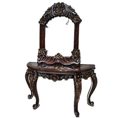 China (Other)Retro Console Table Coffee Table Furniture Side Adjustable Mirrored Elegant Carving Luxury Home Table for sale