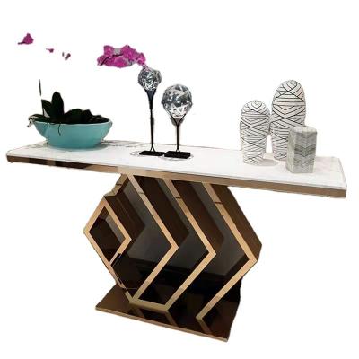 China (Size) stainless steel adjustable marble console table for sale