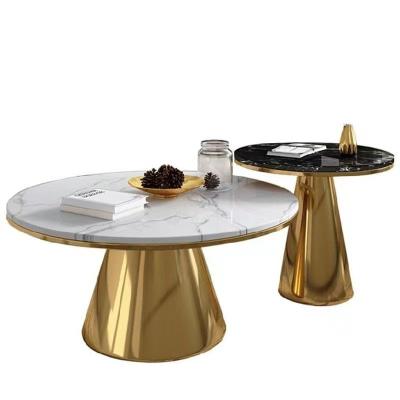 China Modern Luxury Adjustable Glass Coffee Center Side Round Lid Gold Tea Table White Metal Paint Glass Minimalist OEM Customized Large Room for sale