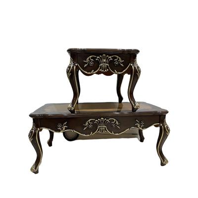 China Modern Gold/Brown/Side Table Creamy Exquisite Carved Classic Style Home Coffee Table End Table for sale