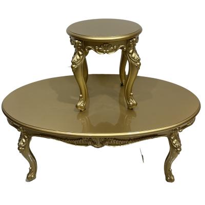 China Modern Style Furniture Dining Table Small Gold Carved Design Round Coffee Table for sale