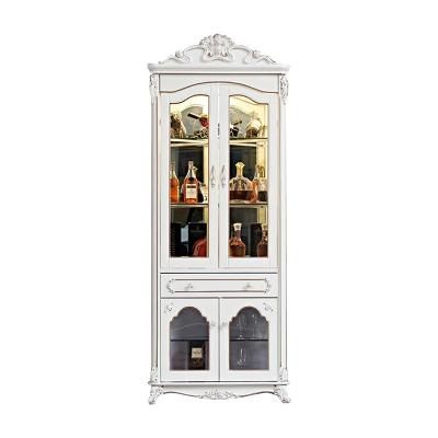 China Modern Classic Chic Glass Cabinet French Style White Wine Bar Furniture Antique Corner Cabinets for sale