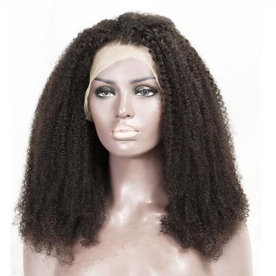 China Afro Wave Pre Plucked Curly Afro Mongolian Curly Hair 13x4 Lace Front Wigs For Black Women for sale