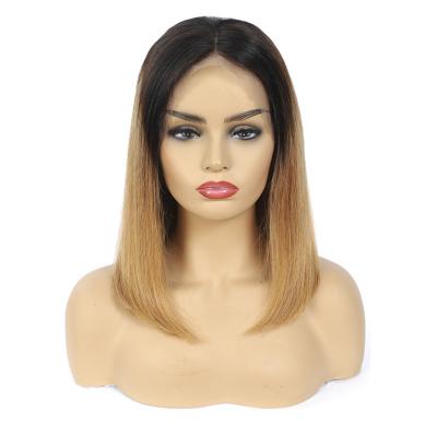 China Distributor Blonde Sheer Lace Front Short Straight Two Color Bob Wigs Straight Wave Silky Long 1B/30 Ombre HD Full for sale