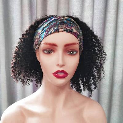 China Cheap Afro Wave 2021 Sellers Private Label 10 Inch 10A Virgin Hair Short Super Afro Curly Curly Headband Wigs for sale