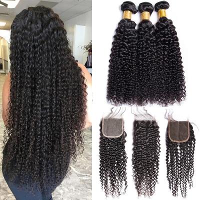 China Jerry Curl Bundles and Closure Verified Companies Cheap placed Burmese Jerry Curly Hair Bundles With HD Closure for sale