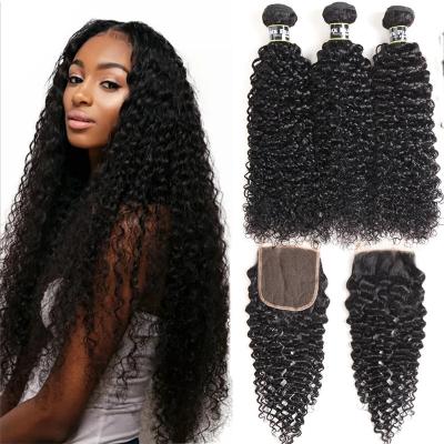 China Mongolian Kinky Curly Curly Bundles With Closure HD Hair Bundles With Closure Kinky Curly Bundles With Closure for sale